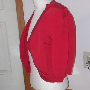 Chaps Sweaters - Red Cropped Cardigan Chaps Sweaters - Red Cropped Cardigan